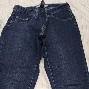 Levi's  Blue Straight Leg Jeans with Smooth Texture and Contrasting Stitching